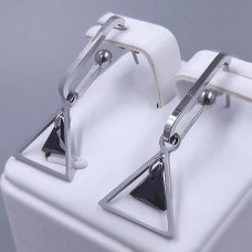 Сережки-гвоздики Stainless Steel. Сталь. Родій. Довжина: 35 мм. Ширина: 15 мм.