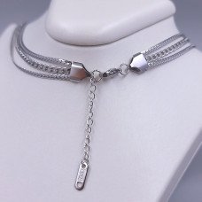 Потрійний ланцюжок Stainless Steel. Сталь. Родій. Довжина: 41.5-45.5 см Ширина: 8 мм