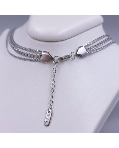 Потрійний ланцюжок Stainless Steel. Сталь. Родій. Довжина: 41.5-45.5 см Ширина: 8 мм