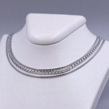Потрійний ланцюжок Stainless Steel. Сталь. Родій. Довжина: 41.5-45.5 см Ширина: 8 мм