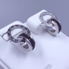 Сережки-гвоздики Stainless Steel. Сталь. Родій. Довжина: 15 мм. Ширина: 12 мм.