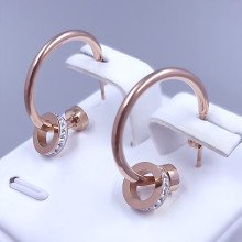 Сережки-гвоздики Stainless Steel. Сталь. Позолота ЧВ. Діаметр: 19 мм. Ширина: 8 мм.