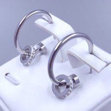 Сережки-гвоздики Stainless Steel. Сталь. Родій. Діаметр: 19 мм. Ширина: 8 мм.