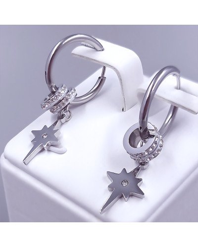 Сережки Stainless Steel. Сталь. Родій. Діаметр: 38 мм. Ширина: 18 мм.