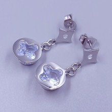 Сережки-гвоздики Stainless Steel. Сталь. Родій. Довжина: 26 мм. Ширина: 10 мм.