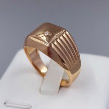 Печатка XР. Позолота 18К. Камені: білий циркон. Є: 21р 22р 22