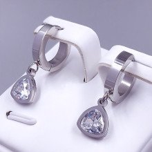 Сережки Stainless Steel. Сталь. Родій. Довжина: 25 мм. Ширина: 8 мм.