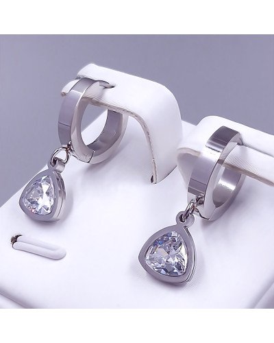 Сережки Stainless Steel. Сталь. Родій. Довжина: 25 мм. Ширина: 8 мм.