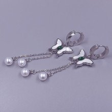 Сережки Stainless Steel. Сталь. Родій. Довжина: 70 мм. Ширина: 17 мм.