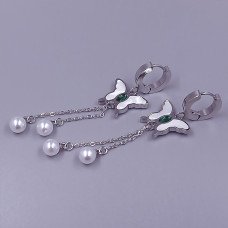 Сережки Stainless Steel. Сталь. Родій. Довжина: 70 мм. Ширина: 17 мм.