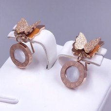 Сережки-гвоздики Stainless Steel. Сталь. Позолота ЧВ. Довжина: 22 мм. Ширина: 11 мм.