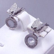 Сережки-гвоздики Stainless Steel. Сталь. Родій. Довжина: 22 мм. Ширина: 11 мм.