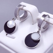 Сережки Stainless Steel. Сталь. Родій. Довжина: 28 мм. Ширина: 12 мм.