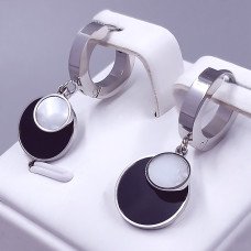 Сережки Stainless Steel. Сталь. Родій. Довжина: 28 мм. Ширина: 12 мм.