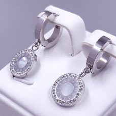 Сережки Stainless Steel. Сталь. Родій. Довжина: 28 мм. Ширина: 12 мм.