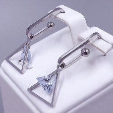 Сережки-гвоздики Stainless Steel. Сталь. Родій. Довжина: 33 мм. Ширина: 15 мм.
