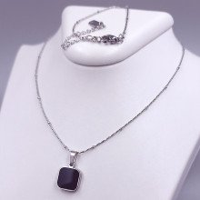 Ланцюжок Stainless Steel з кулоном. Сталь. Родій. Довжина ланцюжка: 40.5-46 см
