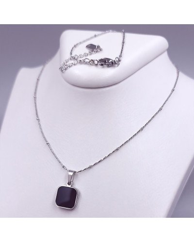 Ланцюжок Stainless Steel з кулоном. Сталь. Родій. Довжина ланцюжка: 40.5-46 см