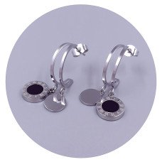 Сережки-гвоздики Stainless Steel. Сталь. Родій. Довжина: 29 мм. Ширина: 10 мм.