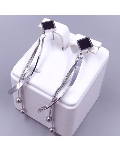 Сережки-гвоздики Stainless Steel. Сталь. Родій. Довжина: 67 мм. Ширина: 10 мм.