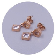 Сережки-гвоздики Stainless Steel. Сталь. Позолота ЧВ. Довжина: 17 мм. Ширина: 8 мм.