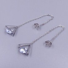 Сережки-протяжки Stainless Steel. Сталь. Родій. Довжина: 83 мм. Ширина: 12 мм.