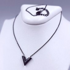 Ланцюжок Stainless Steel з кулоном. Сталь. Чорний родій. Довжина ланцюжка: 40-45 см