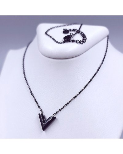 Ланцюжок Stainless Steel з кулоном. Сталь. Чорний родій. Довжина ланцюжка: 40-45 см