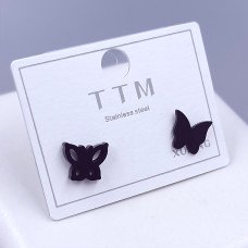 Сережки-гвоздики Stainless Steel. Сталь. Чорний родій. Довжина: 8 мм. Ширина: 9 мм.