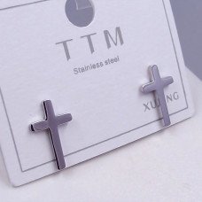 Сережки-гвоздики Stainless Steel. Сталь. Родій. Довжина: 12 мм. Ширина: 7 мм.