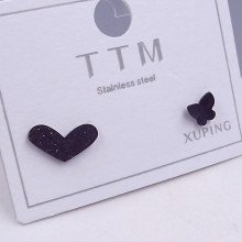 Сережки-гвоздики Stainless Steel. Сталь. Чорний родій. Довжина: 4-5 мм. Ширина: 5-9 мм.