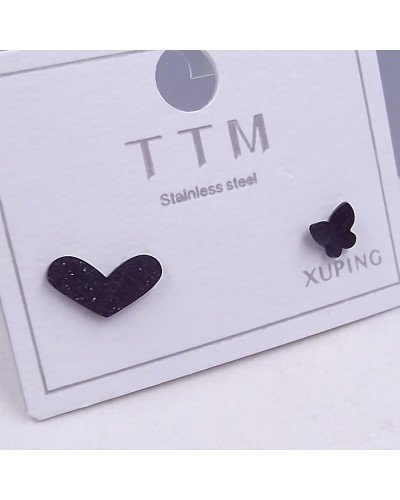 Сережки-гвоздики Stainless Steel. Сталь. Чорний родій. Довжина: 4-5 мм. Ширина: 5-9 мм.