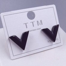 Сережки-гвоздики Stainless Steel. Сталь. Чорний родій. Довжина: 11 мм. Ширина: 13 мм.
