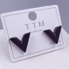 Сережки-гвоздики Stainless Steel. Сталь. Чорний родій. Довжина: 11 мм. Ширина: 13 мм.