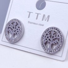 Сережки-гвоздики Stainless Steel. Сталь. Родій. Камені: білий циркон. Довжина: 13 мм. Ширина: 12 мм.