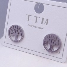 Сережки-гвоздики Stainless Steel. Сталь. Родій. Діаметр: 10 мм