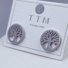 Сережки-гвоздики Stainless Steel. Сталь. Родій. Діаметр: 13 мм
