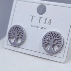 Сережки-гвоздики Stainless Steel. Сталь. Родій. Діаметр: 13 мм