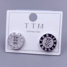 Сережки-гвоздики Stainless Steel. Сталь. Родій. Камені: білий циркон. Діаметр: 12 мм
