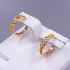 Сережки XР із жовтою емаллю. Позолота 18К. Діаметр: 13 мм. Ширина: 3 мм.