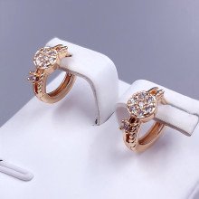 Сережки XР M&L. Позолота 18К. Камені: білий циркон. Ширина: 5 мм. Діаметр: 12 мм