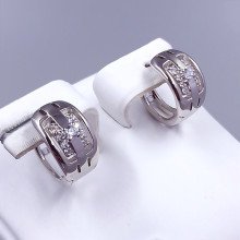 Сережки ХР. Родій. Камені: білий циркон. Довжина: 12 мм Ширина: 8 мм