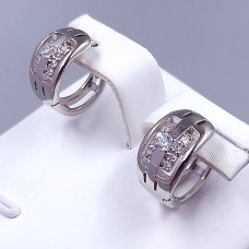 Сережки ХР. Родій. Камені: білий циркон. Довжина: 12 мм Ширина: 8 мм