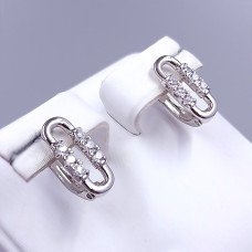 Сережки ХР. Родій. Камені: білий циркон. Довжина: 16 мм Ширина: 5 мм