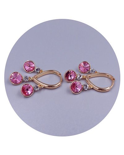 Сережки ХР. Позолота 18К. Камені: Swarovski рожевого кольору та білий циркон. Довжина: 27 мм, ширина: 15 мм