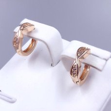Сережки XР M&L. Позолота 18К. Камені: білий циркон. Ширина: 3 мм Діаметр: 11 мм