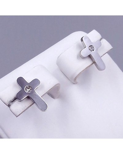 Сережки-гвоздики Stainless Steel. Сталь. Родій. Камені: білий циркон. Довжина: 12 мм. Ширина: 8 мм.
