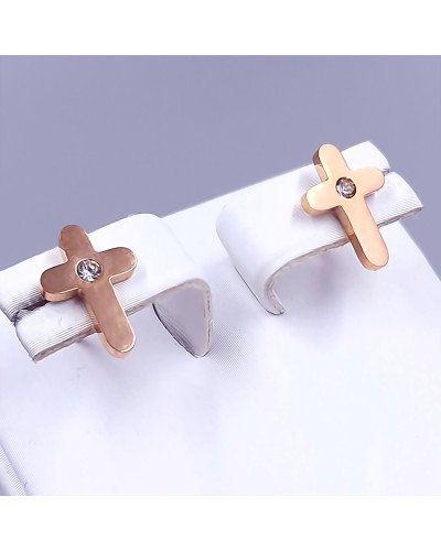 Сережки-гвоздики Stainless Steel. Позолота ЧВ. Родій. Камені: білий циркон. Довжина: 12 мм. Ширина: 8 мм.