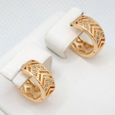 Сережки XР M&L. Позолота 18К. Камені: білий циркон. Діаметр: 13 мм Ширина: 6 мм
