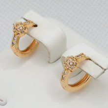 Сережки XР M&L. Позолота 18К. Камені: білий циркон. Діаметр: 12 мм. Ширина: 4 мм.